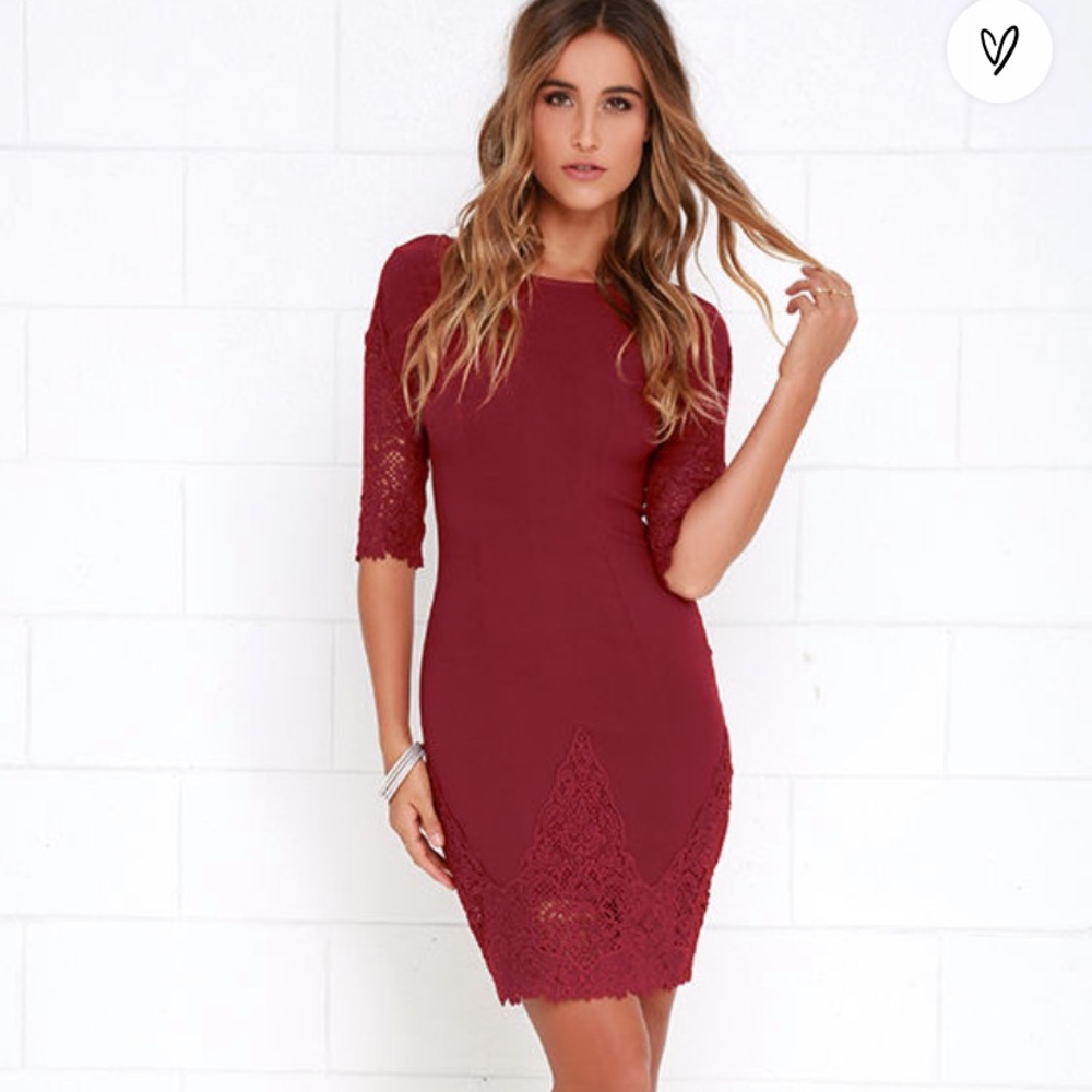 Myriad of Possibilities Wine Red Lace Dress